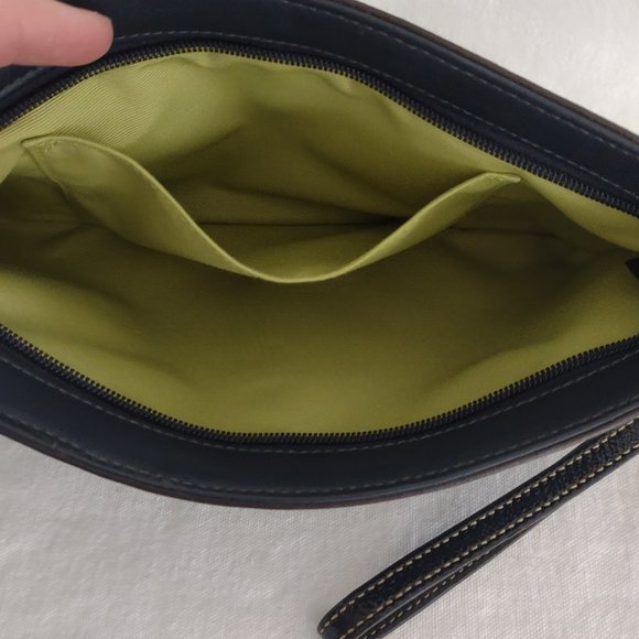 Coach Clutch/Wristlet Bag, Blue Patent Leather Textured Finish - Picture 7 of 7